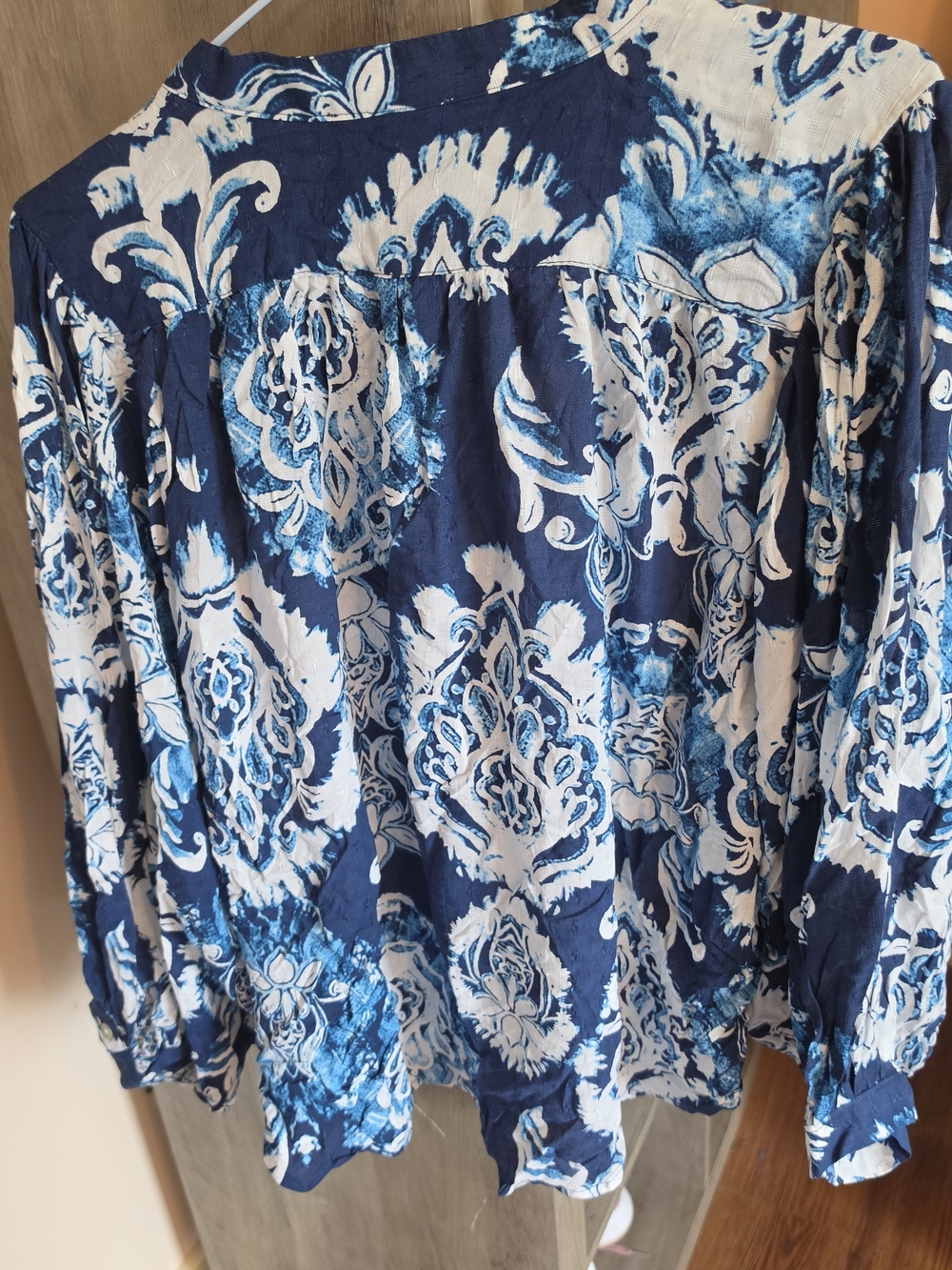 Haute Hippie Blue and White Printed Button-Front Blouse - Picture 4 of 4